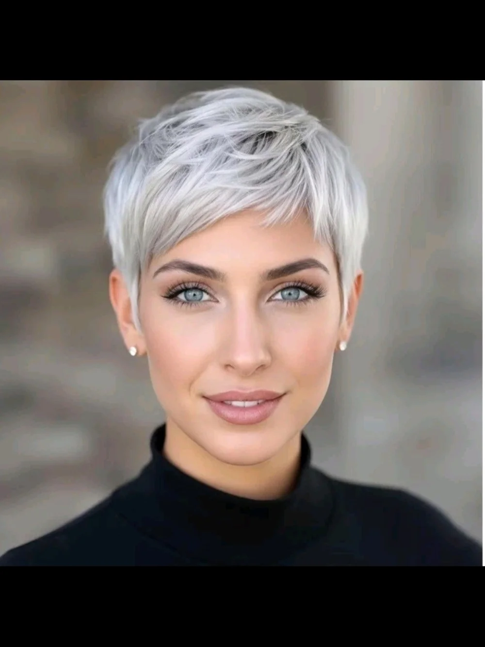 Platinum Silver Grey Pixie Cut Synthetic Wig - Heat-Resistant